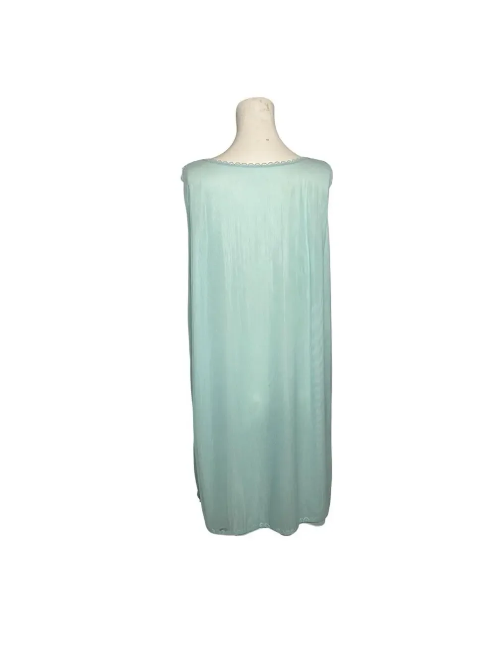 Vintage 1960s Aqua Blue Lace Peignoir Set Robe & Slip Nylon Nightgown LARGE - Picture 8 of 9